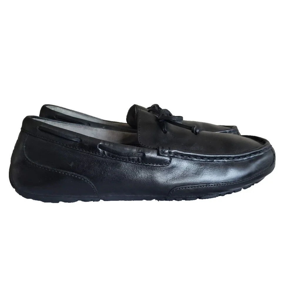 UGG Australia Men's Loafers Size 14 Black Leather Driving Shoes Moccasins